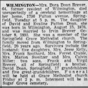 Obituary for Dora Donn Brewer
