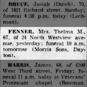 Obituary for Thelma M. FENNER